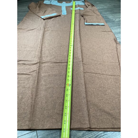 Brown KAF Mens Traditional Thobe & Pants Set With Embroidered Details Size 58 - Picture 11 of 11